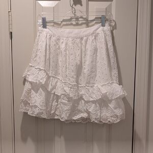 Elegant White Eyelet A-Line Skirt Women's S Or Girls 14